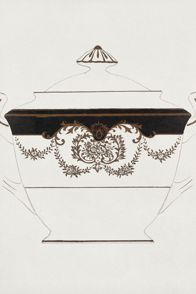 Design for a Sugar Bowl (1880-1910) painting in high resolution by Noritake Factory. Original from The Smithsonian…