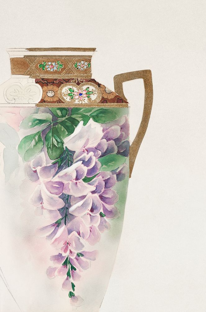 Design for a Ewer (1880-1910) painting in high resolution by Noritake Factory. Original from The Smithsonian Institution.…