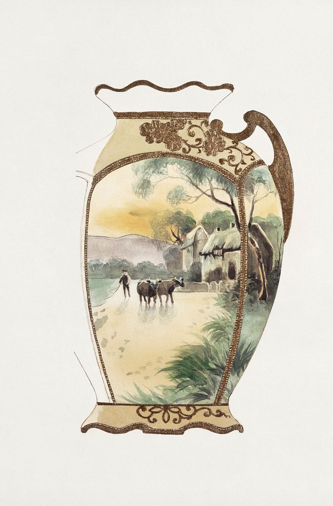 Design for a Jug (1880-1910) painting in high resolution by Noritake Factory. Original from The Smithsonian Institution.…