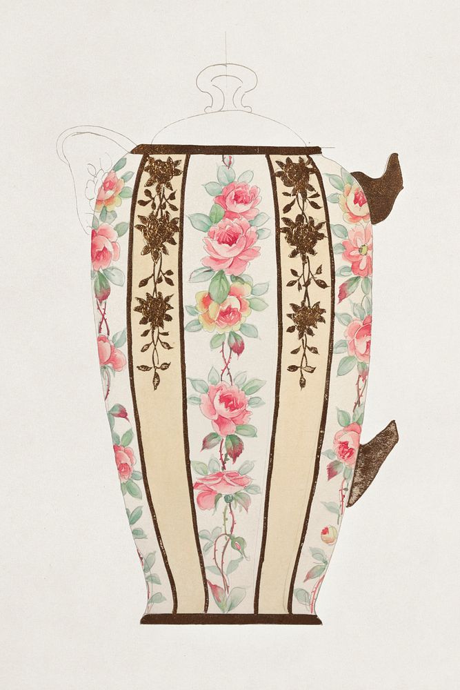 Design for a Milk Pitcher (1880-1910) painting in high resolution by Noritake Factory. Original from The Smithsonian…