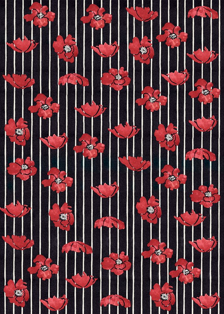 Red floral patterned background art nouveau style, remix from artworks by Ethel Reed