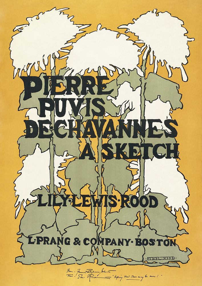 Pierre Puvis De chavannes, a sketch Lily Lewis Rood (1895) book cover of flowers in art nouveau style in high resolution by…
