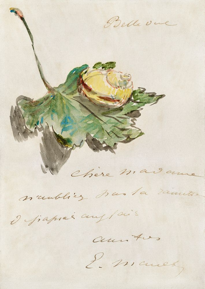Letter Decorated with a Snail on a Leaf (1880) painting in high resolution by &Eacute;douard Manet. Original from The Getty.…