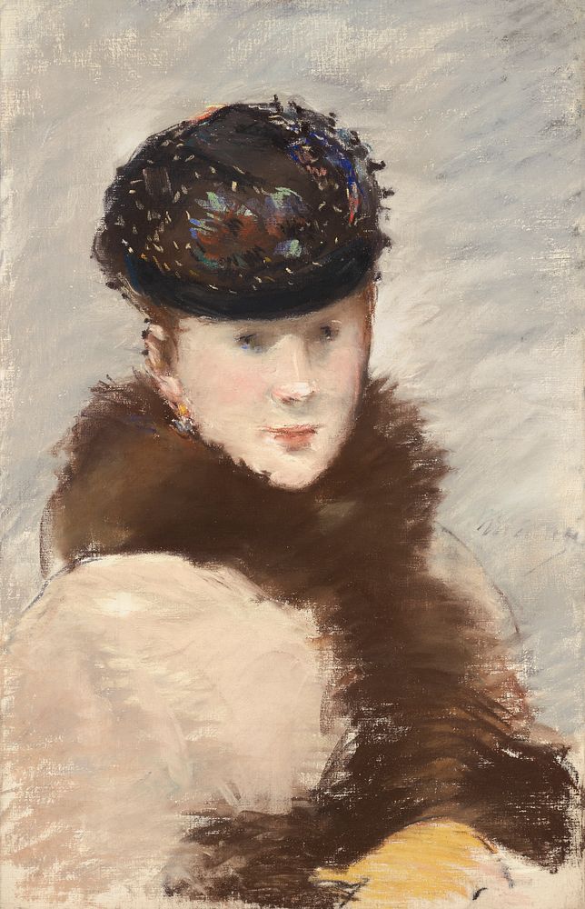 Mery Laurant Wearing a Small Toque (1882) painting in high resolution by Edouard Manet. Original from The Sterling and…