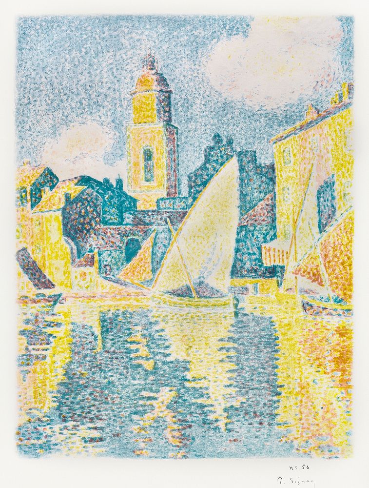 The Port, Saint&ndash;Tropez (ca. 1897&ndash;198) print in high resolution by Paul Signac. Original from The Cleveland…