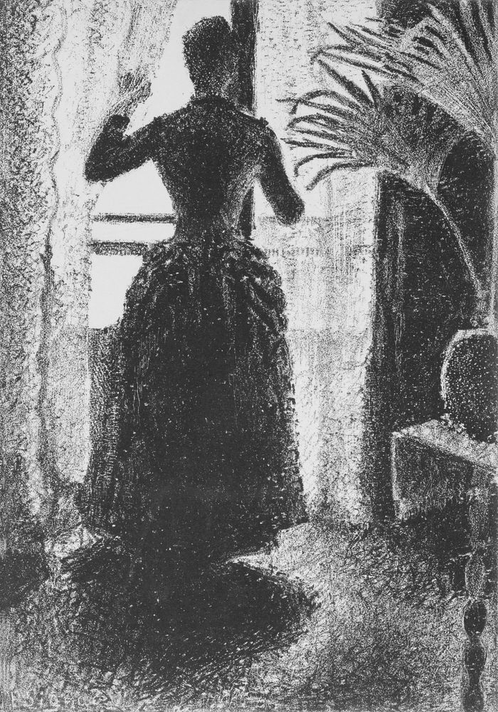 Woman at the Window: Initial Conception for the painting "Sunday" (ca. 18871888) print in high resolution by Paul Signac.…
