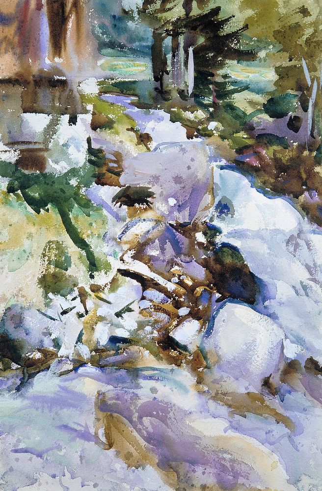 Rushing Brook (ca. 1904&ndash;1911) by John Singer Sargent. Original from The MET Museum. Digitally enhanced by rawpixel.