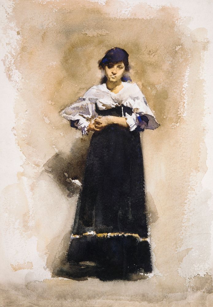 Young Woman with a Black Skirt early 1880s by John Singer Sargent. Original from The MET Museum. Digitally enhanced by…