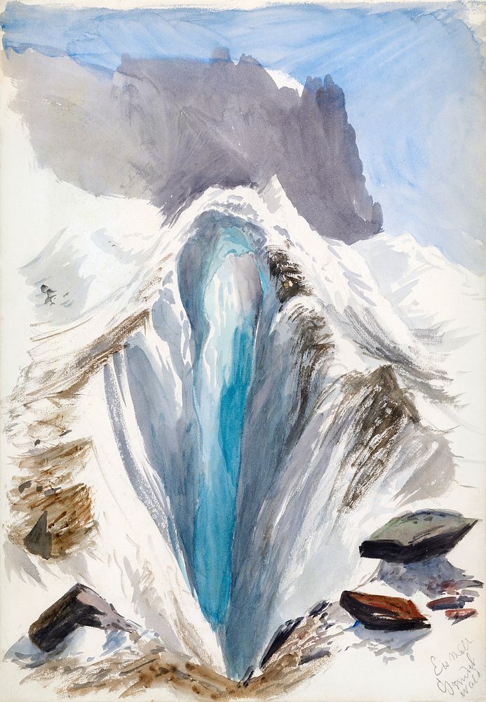 Eismeer, Grindelwald, recto from Splendid Mountain Watercolours Sketchbook (1870) by John Singer Sargent. Original from The…