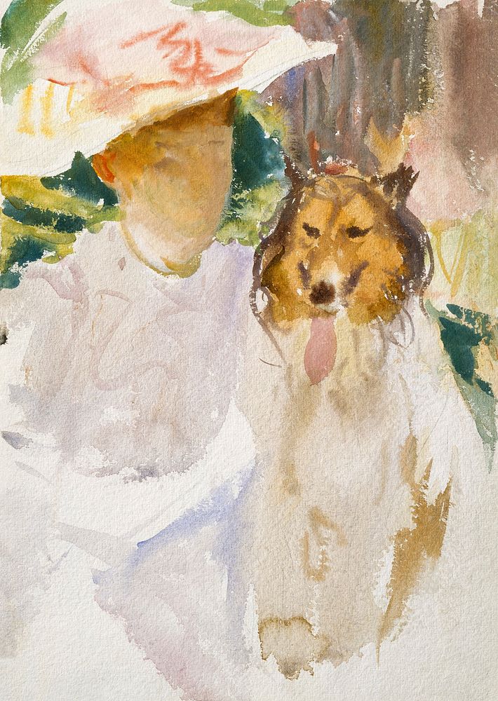 Woman with Collie after 1890 by John Singer Sargent. Original from The MET Museum. Digitally enhanced by rawpixel.