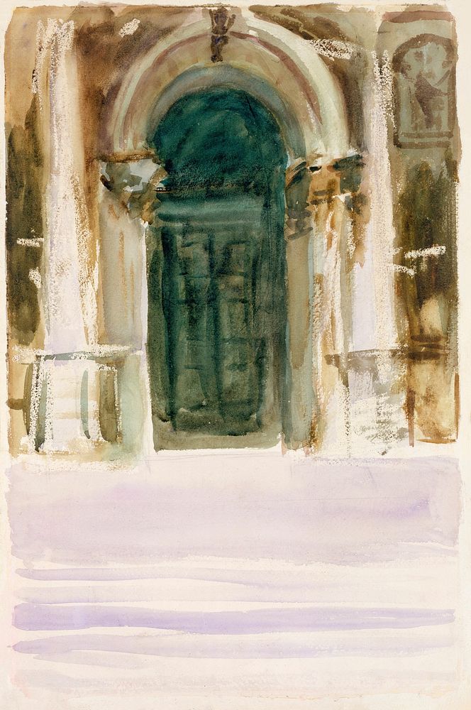Green Door, Santa Maria della Salute (ca. 1904) by John Singer Sargent. Original from The MET Museum. Digitally enhanced by…