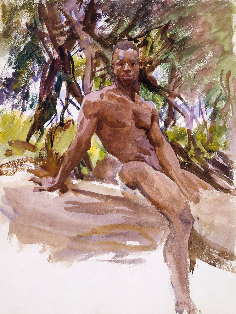 Man and Trees, Florida (1917) by John Singer Sargent. Original from The MET Museum. Digitally enhanced by rawpixel.