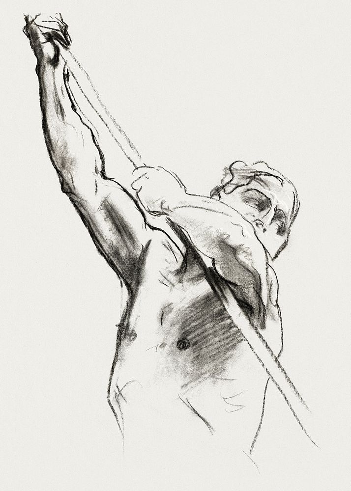 Male Torso with Pole (ca. 1890&ndash;1900) by John Singer Sargent. Original from The National Gallery of Art. Digitally…