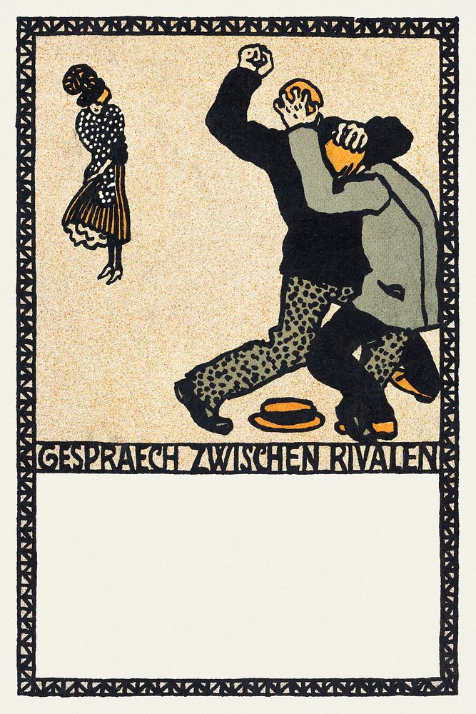 Conversation Between Rivals (Gespraech Zwischen Rivalen) (1907) print in high resolution by Moriz Jung. Original from the…