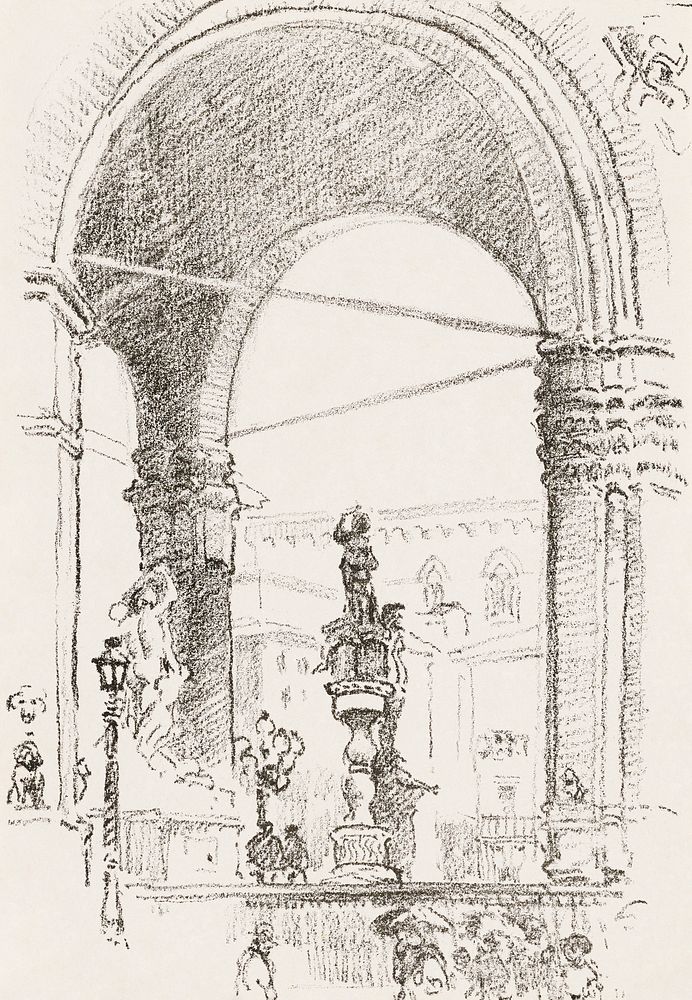Loggia dei Lanzi by William Penhallow Henderson (1877&ndash;1943). Original from The Smithsonian. Digitally enhanced by…