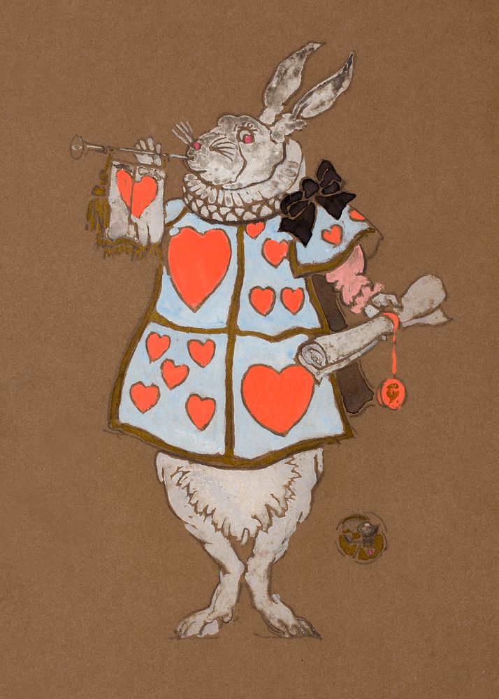 White Rabbit with Herald's Costume Design (1915) for Alice in Wonderland in high resolution by William Penhallow Henderson.…