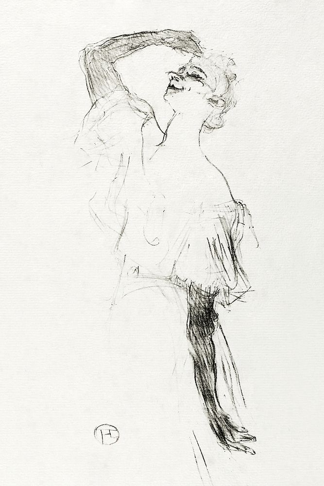 Yvette Guilbert (1894) print by Henri de Toulouse&ndash;Lautrec. Original from The Art Institute of Chicago. Digitally…