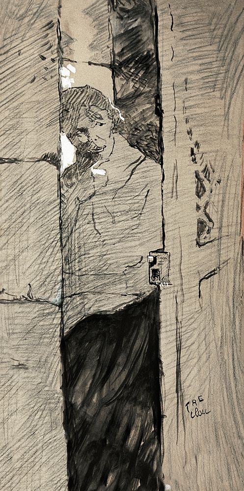 At the Door (1885) drawing in high resolution by Henri de Toulouse&ndash;Lautrec.. Original from The Art Institute of…