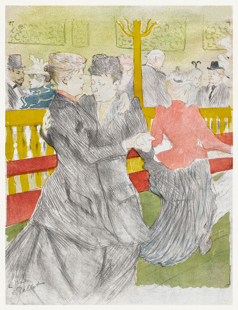 Dance at the Moulin Rouge (1897) print in high resolution by Henri de Toulouse&ndash;Lautrec. Original from The Sterling and…