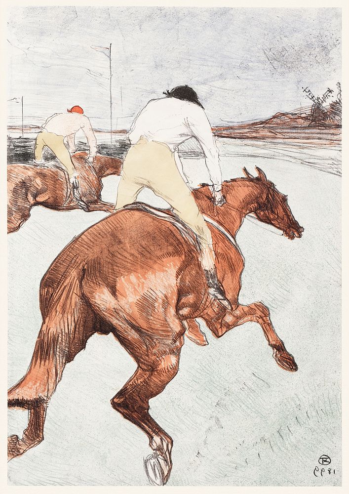 The Jockey (1899) print in high resolution by Henri de Toulouse&ndash;Lautrec. Original from The Sterling and Francine Clark…