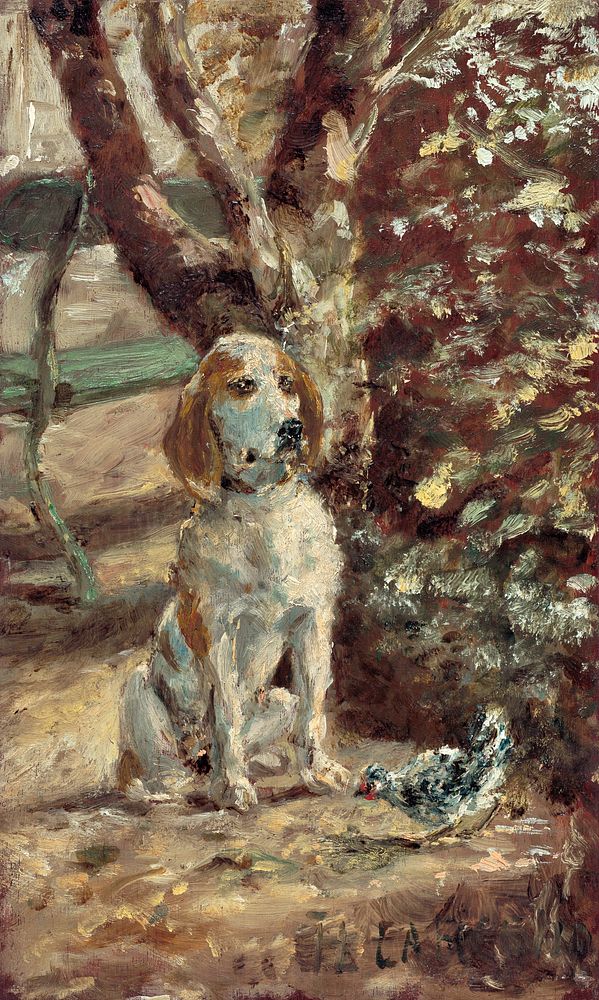 The Artist's Dog Fl&egrave;che (ca.1881) painting in high resolution by Henri de Toulouse&ndash;Lautrec. Original from…