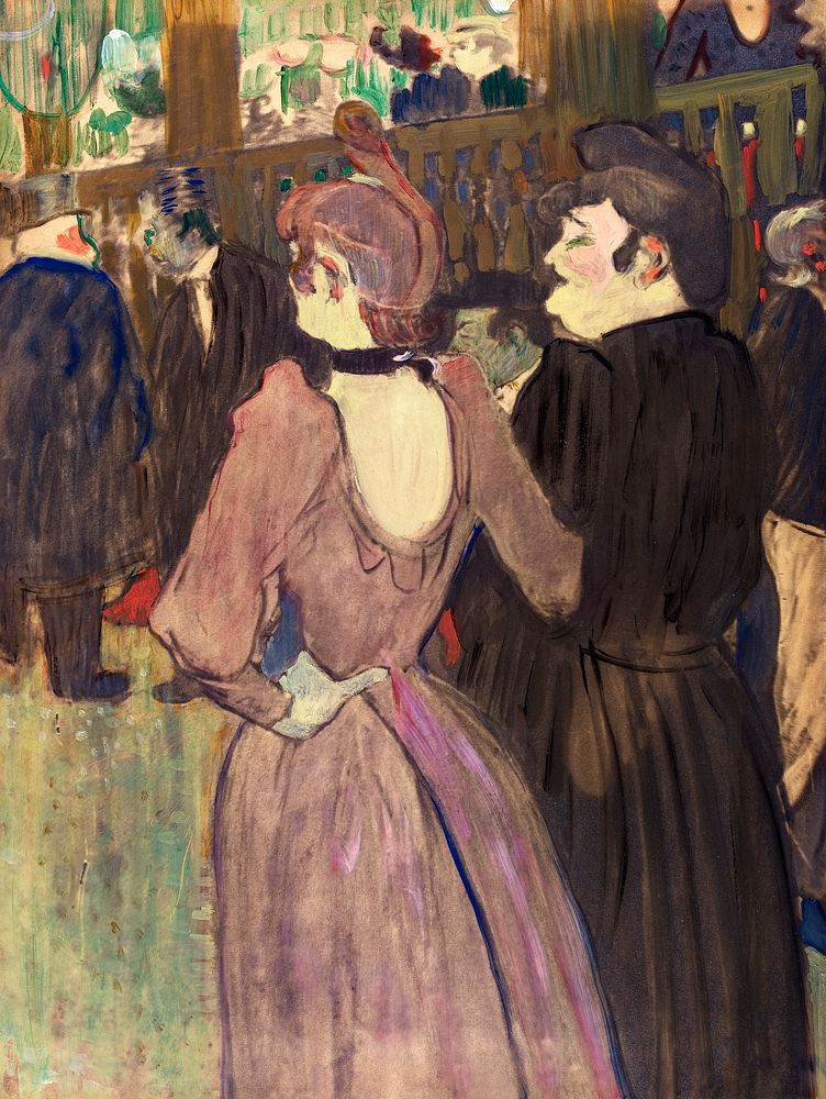 La Goulue and Her Sister (1892) drawing in high resolution by Henri de Toulouse&ndash;Lautrec. Original from National…