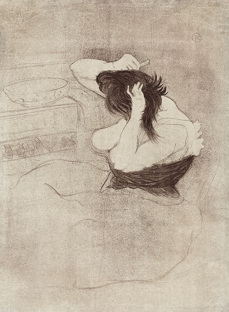 Woman Combing Her Hair (Femme qui se peigne) (1896) print in high resolution by Henri de Toulouse&ndash;Lautrec. Original…