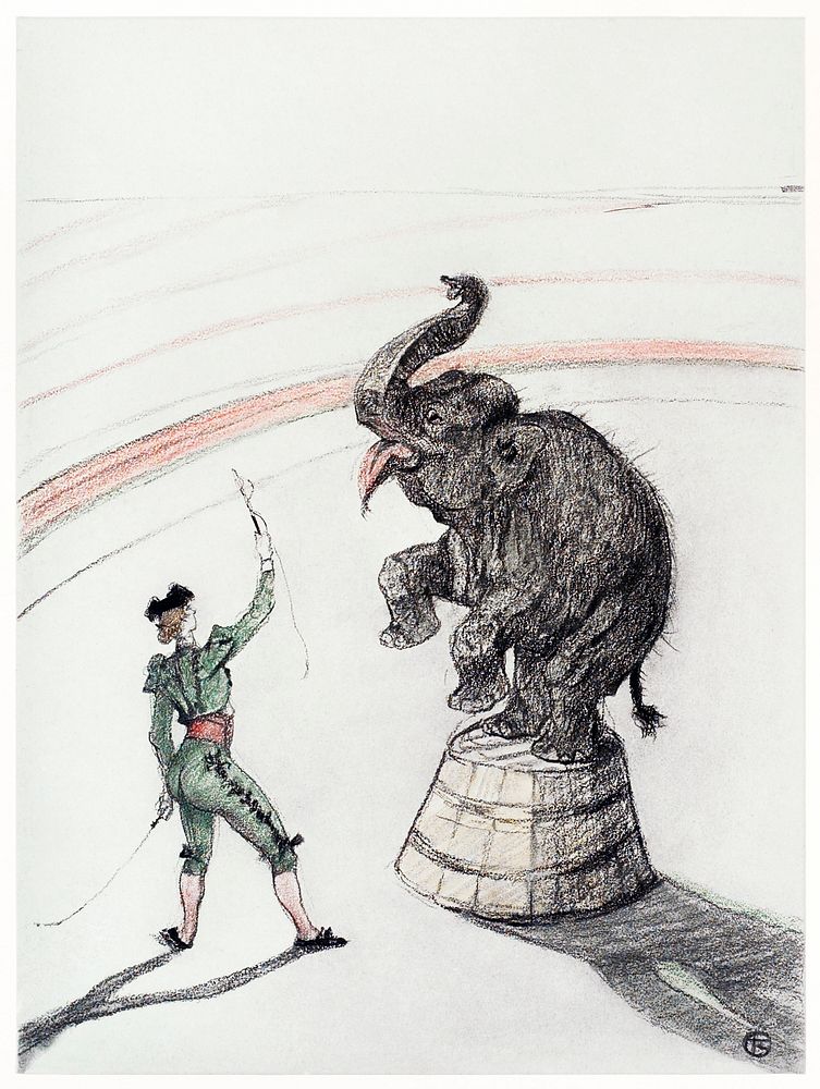 Elephant en liberte (1899) print in high resolution by Henri de Toulouse&ndash;Lautrec. Original from New York Public…