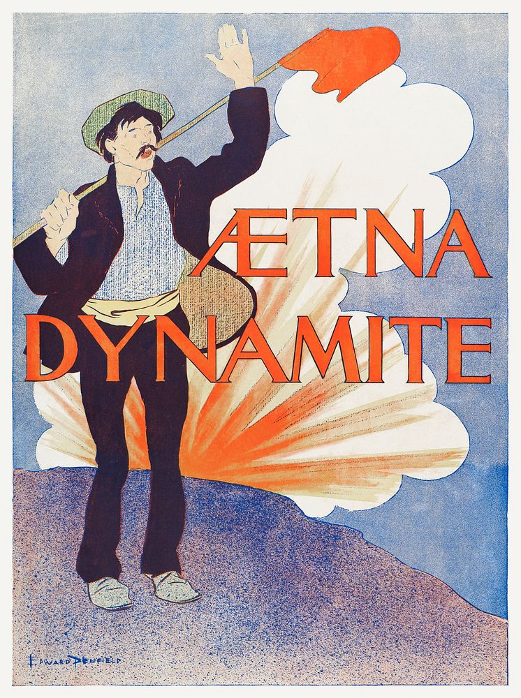 Aetna Dynamite (1895) print in high resolution by Edward Penfield. Original from The MET Museum. Digitally enhanced by…