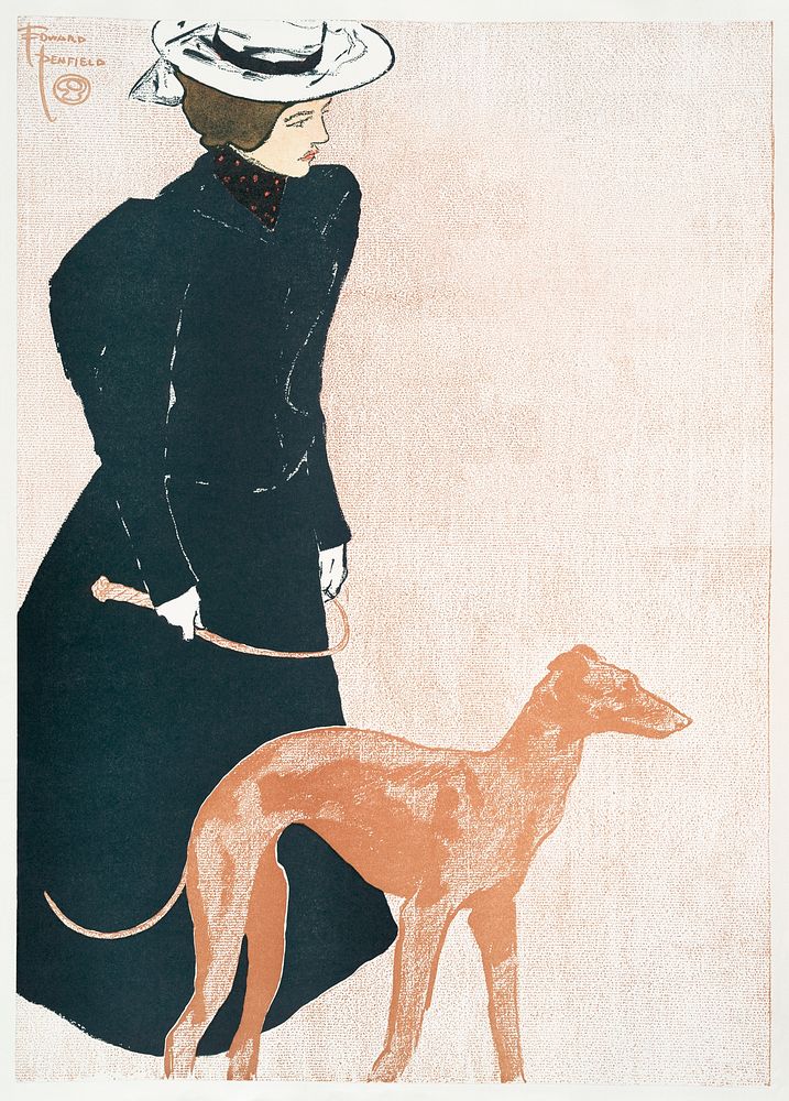 Woman with Greyhound (1897) print in high resolution by Edward Penfield. Original from The New York Public Library.…