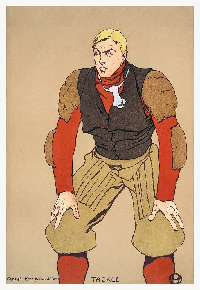 American football player (1907) print in high resolution by Edward Penfield. Original from The New York Public Library.…