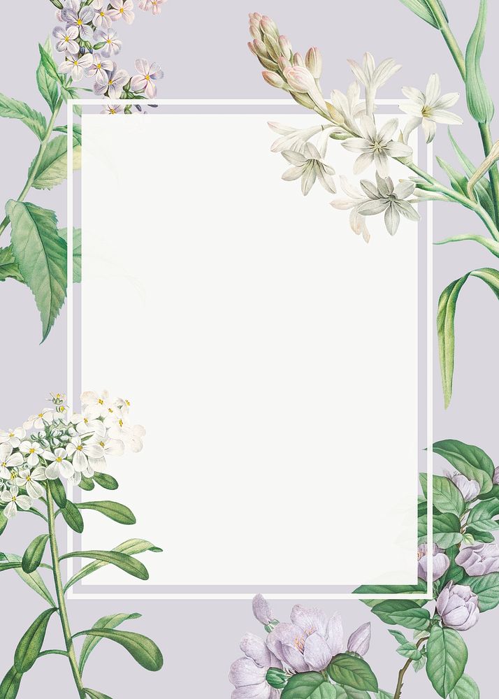 Vintage blank various flowers themed frame