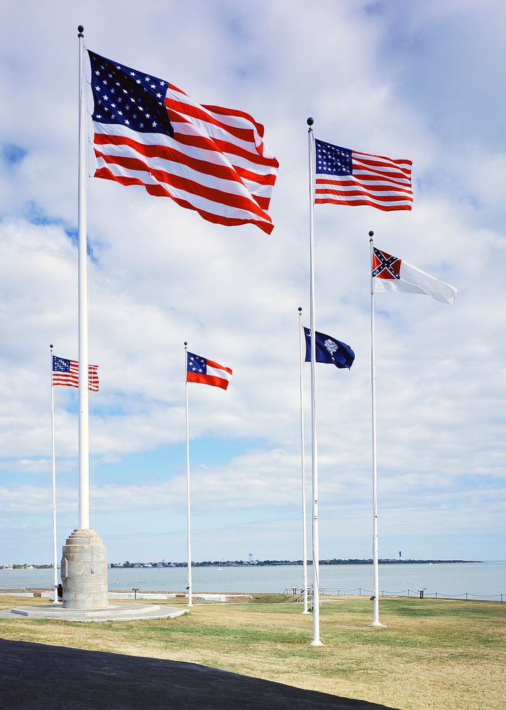 Flags at Fort Sumter in South Carolina. Original image from Carol M. Highsmith&rsquo;s America, Library of Congress…