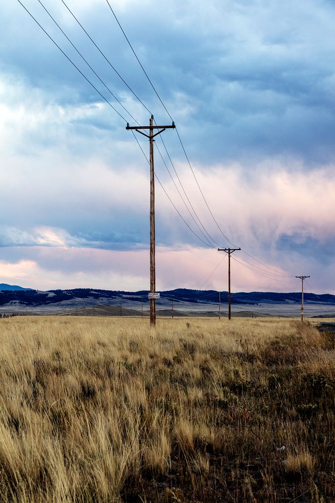 Dusk falls over a line of telephone poles near Jefferson, Colorado USA - Original image from Carol M. Highsmith&rsquo;s…