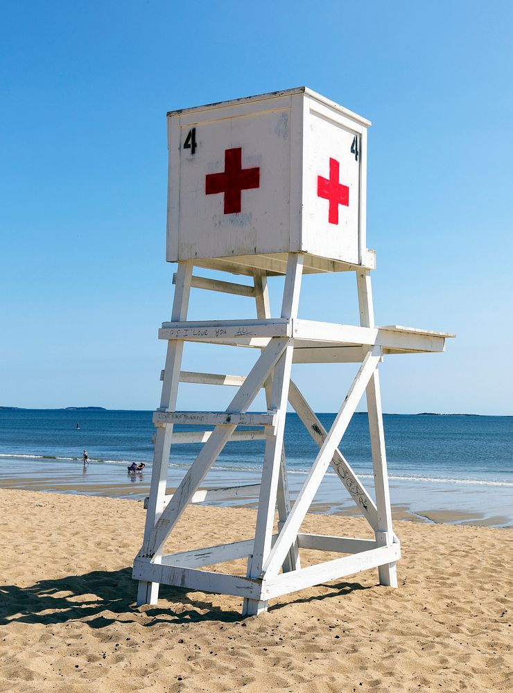 Lifeguard stand at the shore in Old Orchard Beach, Maine. Original image from Carol M. Highsmith&rsquo;s America, Library of…