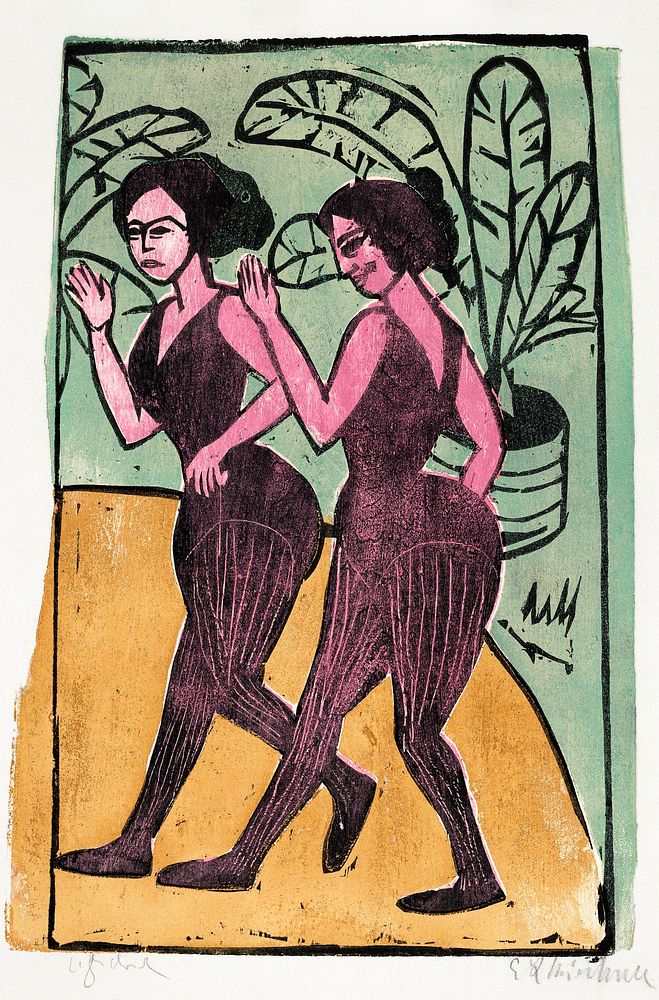 English Step Dancers (1911) print in high resolution by Ernst Ludwig Kirchner. Original from The National Gallery of Art.…