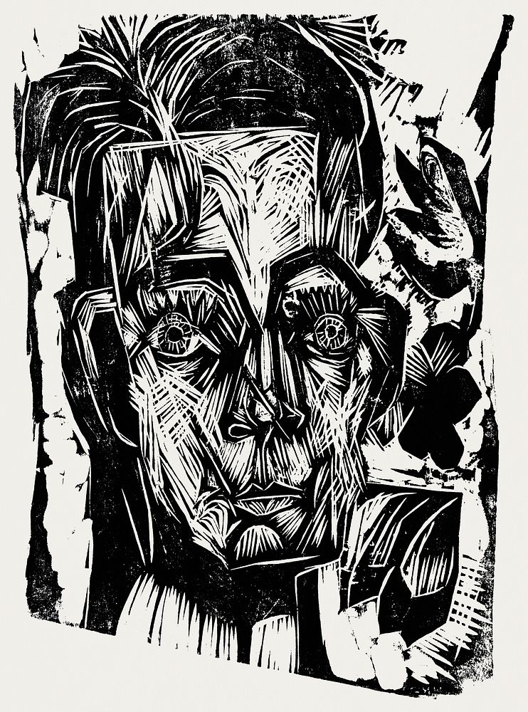 Head of Dr. Robert Binswanger (ca.1917–1918) print in high resolution by Ernst Ludwig Kirchner. Original from The National…