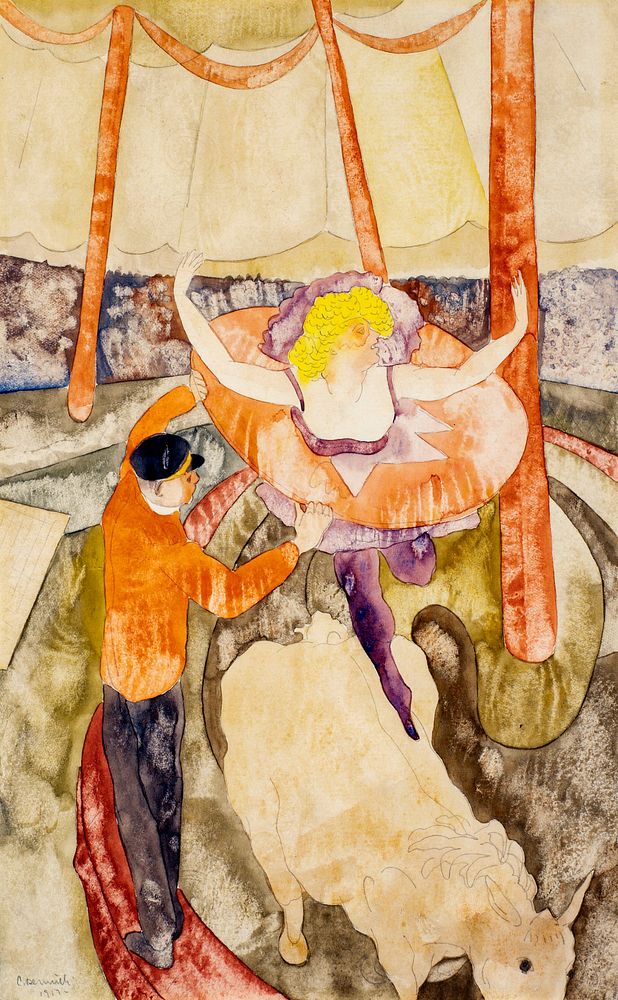 Equestrienne and Assistant (1917) by Charles Demuth. Original from Barnes Foundation. Digitally enhanced by rawpixel.