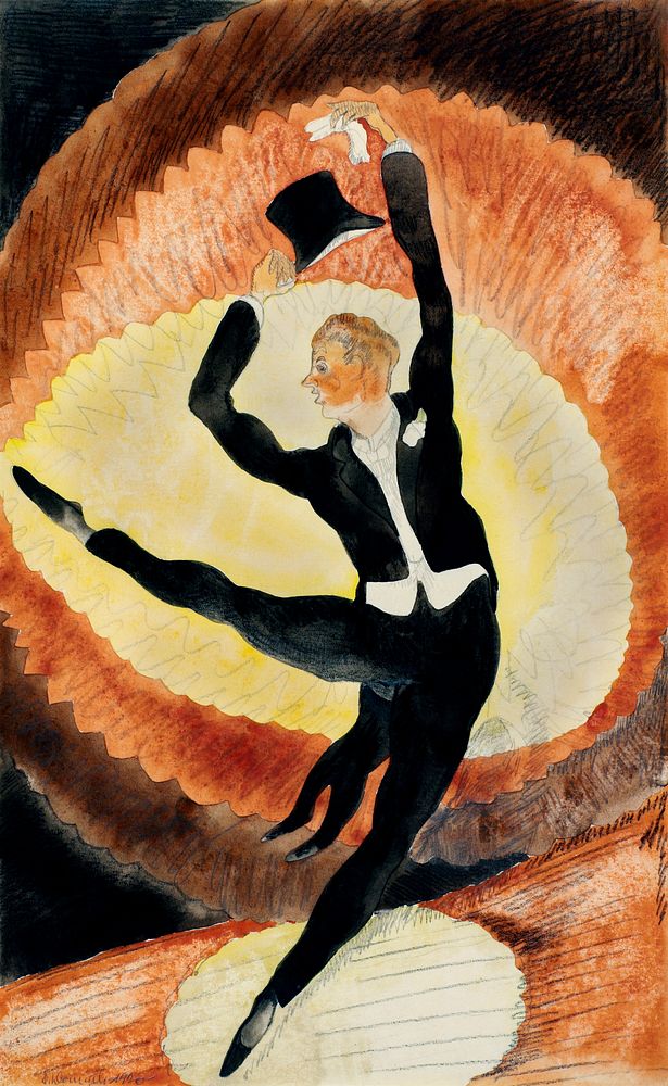 In Vaudeville: Acrobatic Male Dancer with Top Hat (1920) painting in high resolution by Charles Demuth. Original from The…