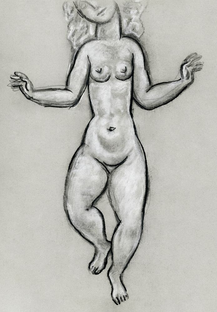 Dancing naked woman (ca. 1891&ndash;1941) drawing in high resolution by Leo Gestel. Original from The Rijksmuseum. Digitally…