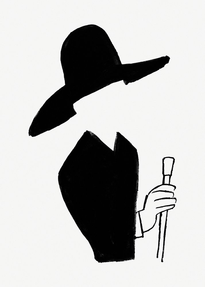 Vintage man wearing hat psd hand drawn illustration, remixed from artworks from Leo Gestel