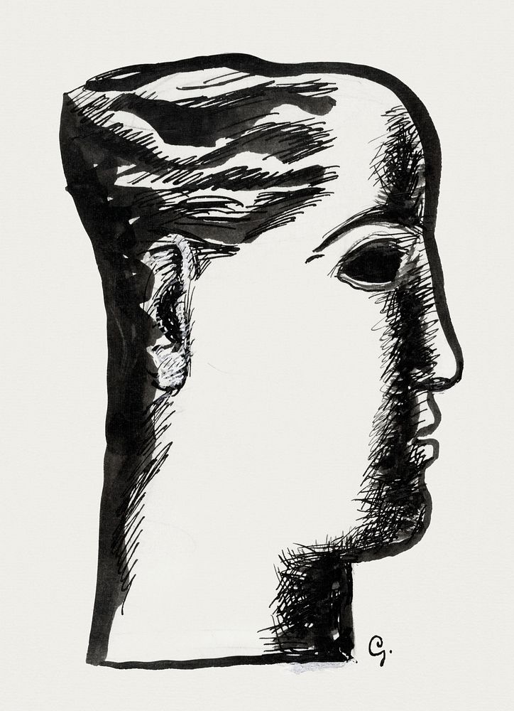 Women's head (ca. 1891&ndash;1941) drawing in high resolution by Leo Gestel. Original from The Rijksmuseum. Digitally…