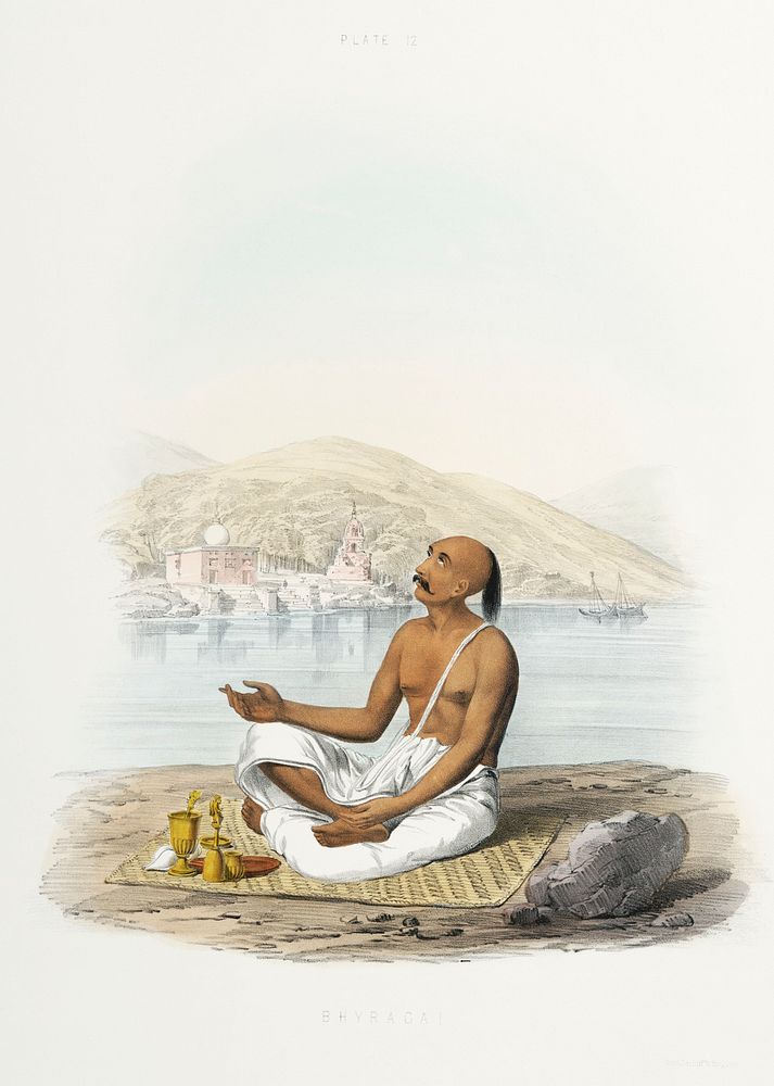 Bhyragai from The Sundhya or the Daily Prayers of the Brahmins (1851) by Sophie Charlotte Belnos (1795&ndash;1865).