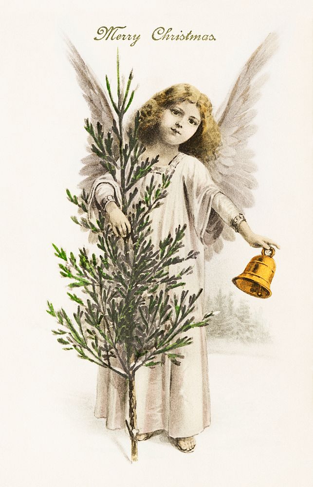 An angel holding a Christmas bell (1912) from The Miriam and Ira D. Wallach Division Of Art, Prints and Photographs: Picture…
