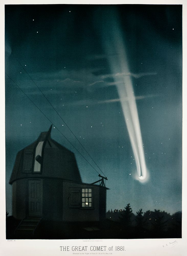 The great comet of 1881 from the Trouvelotastronomical drawings (1881-1882) by E. L. Trouvelot (1827-1895)