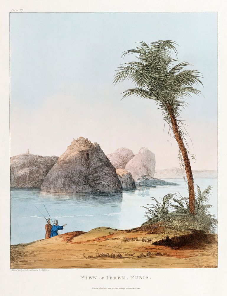 Plate 27 : The Rocks and Castle of Ibrim in Nubia illustration from the kings tombs in Thebes by Giovanni Battista Belzoni…