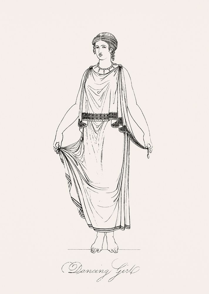 Dancing girl from An illustration of the Egyptian, Grecian and Roman costumes by Thomas Baxter (1782&ndash;1821). Original…