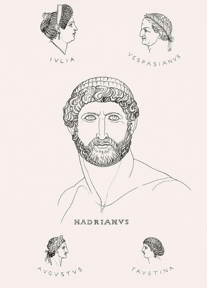 Roman heads from An illustration of the Egyptian, Grecian and Roman costumes by Thomas Baxter (1782&ndash;1821). Original…