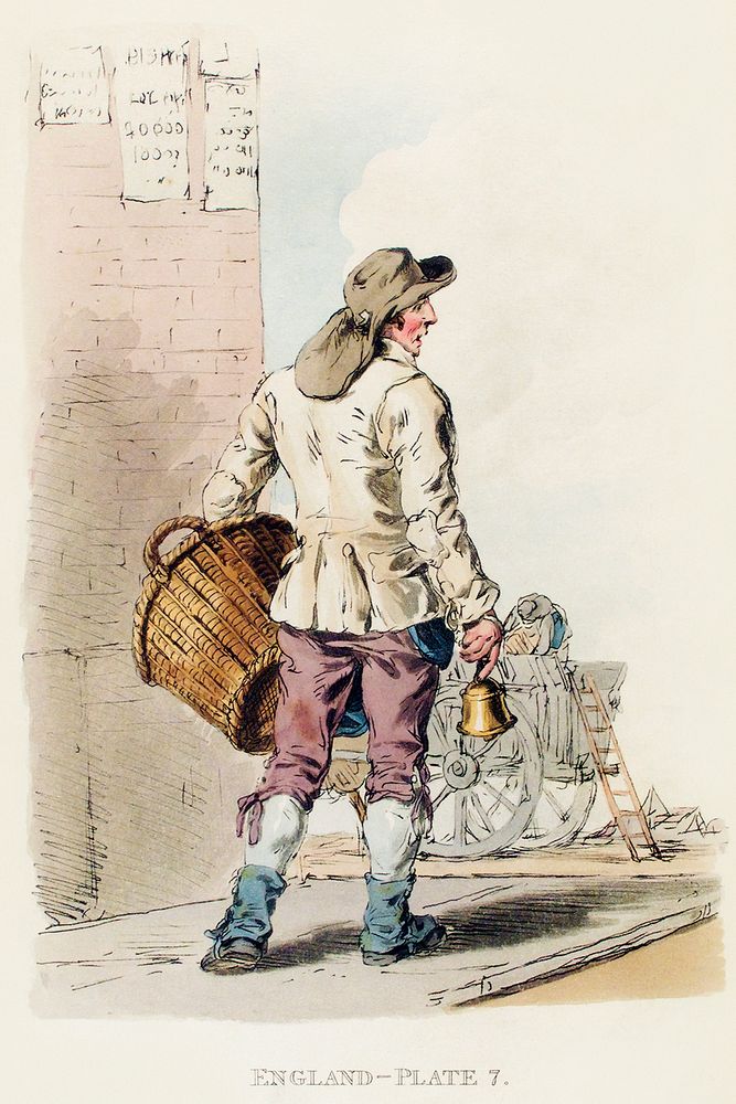 Illustration of a dustman from Picturesque Representations of the Dress and Manners of the English(1814) by William…