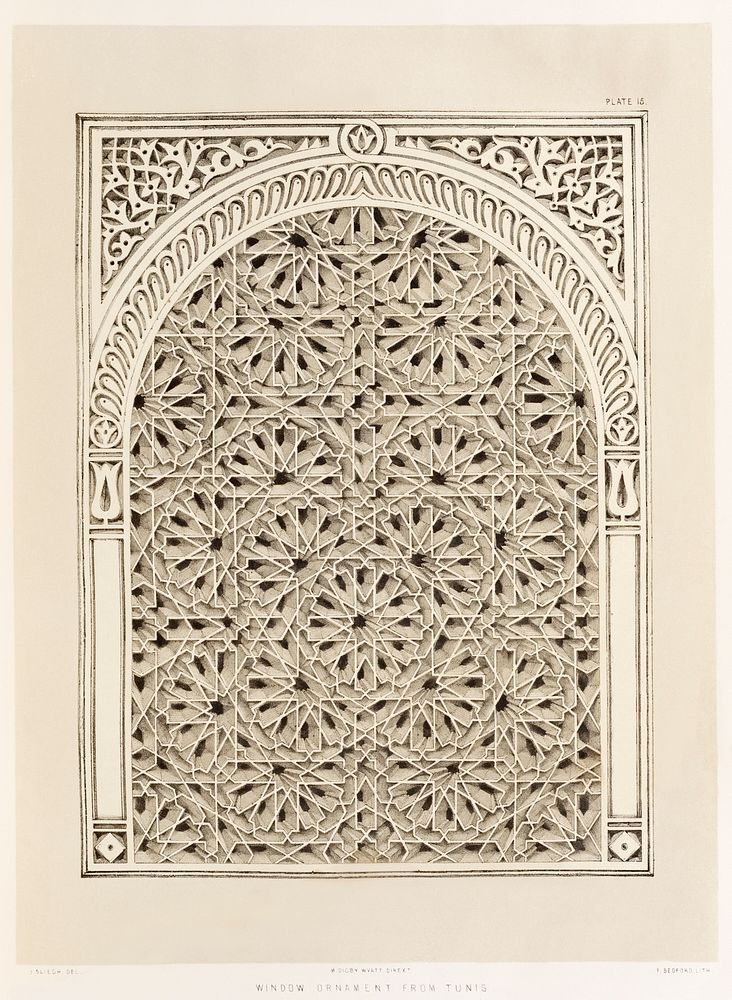 Window ornament from the Industrial arts of the Nineteenth Century (1851-1853) by Sir Matthew Digby wyatt (1820-1877).